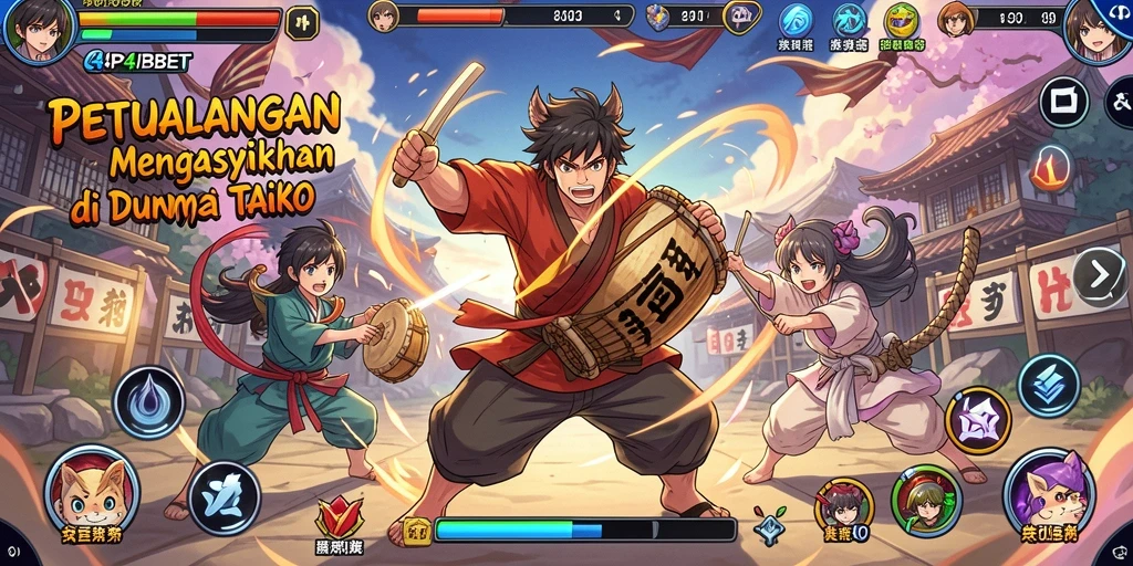 Tangkapan layar gameplay 4P4PBET menampilkan aksi penuh warna dalam dunia anime.