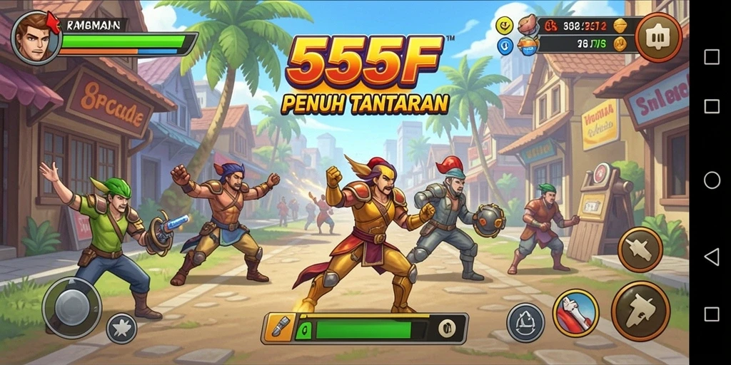Tampilan penuh aksi dari gameplay 555F yang menantang.