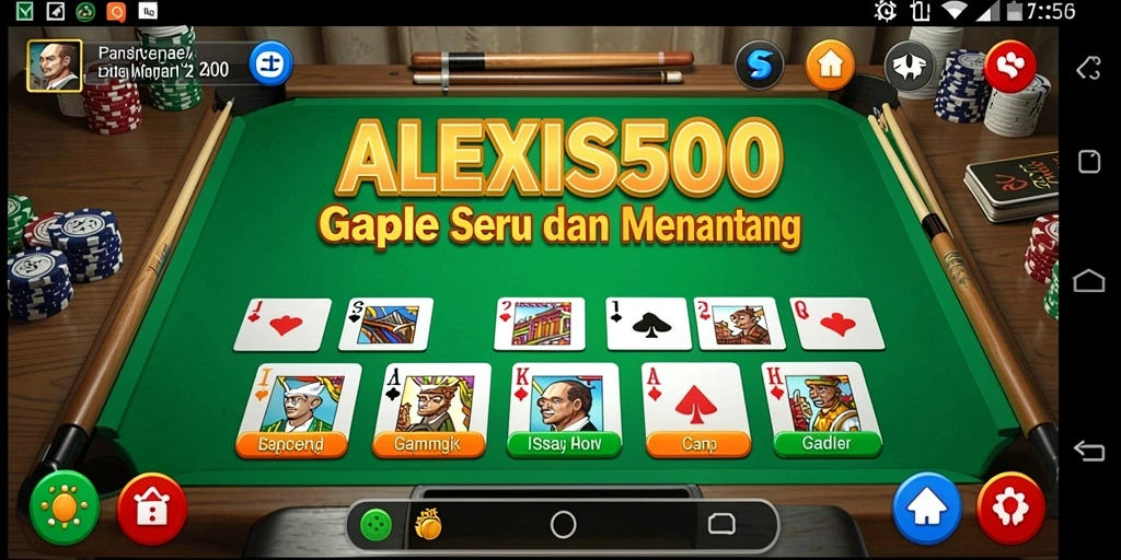 Tampilan gameplay Gaple di ALEXIS500 yang seru dan interaktif.