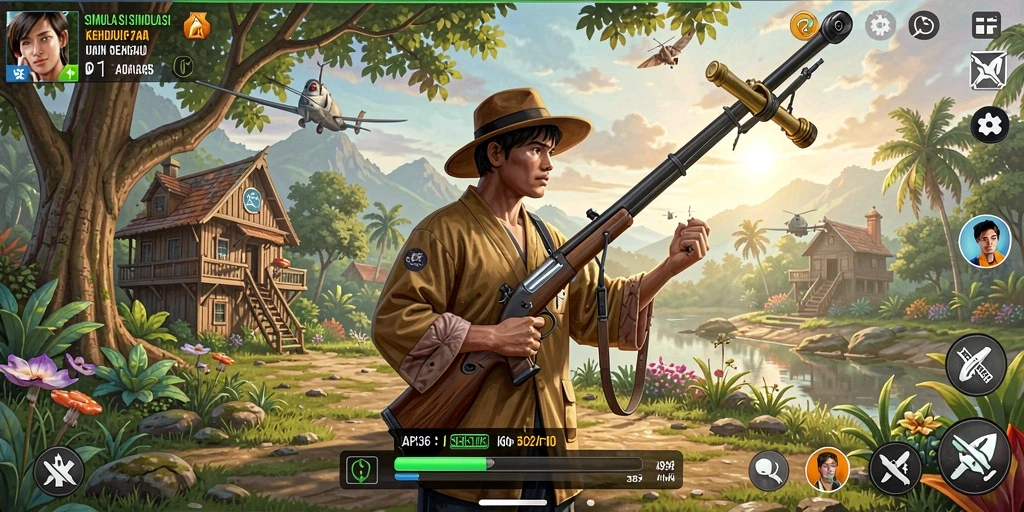 Screenshot menunjukkan gameplay realistis dari API36 dengan karakter yang berinteraksi dalam lingkungan yang dinamis.
