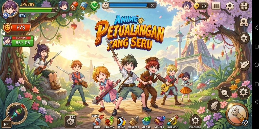 Tampilan gameplay seru di JP6789 dengan karakter Anime.