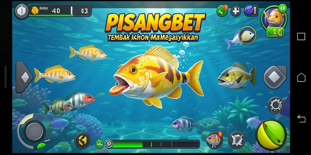 Gameplay seru PISANGBET dengan ikan beragam dan aksi menembak.