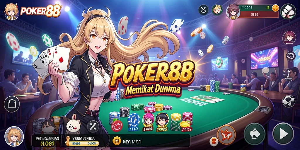 Tampilan gameplay POKER88 yang menawan dengan karakter Anime menarik.