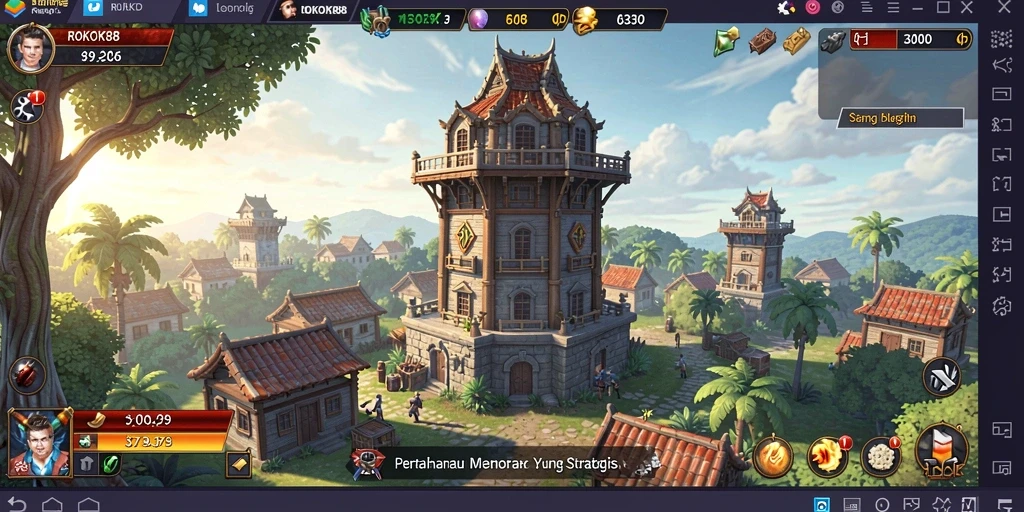 Screenshot gameplay <strong>ROKOK88</strong> menunjukkan strategi menara yang seru dan intens.