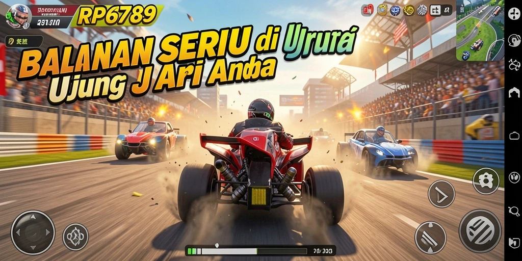Screenshot gameplay RP6789 menunjukkan aksi balapan yang mendebarkan.