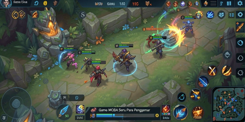 Tampilan gameplay S80 dengan karakter bertarung di arena MOBA.