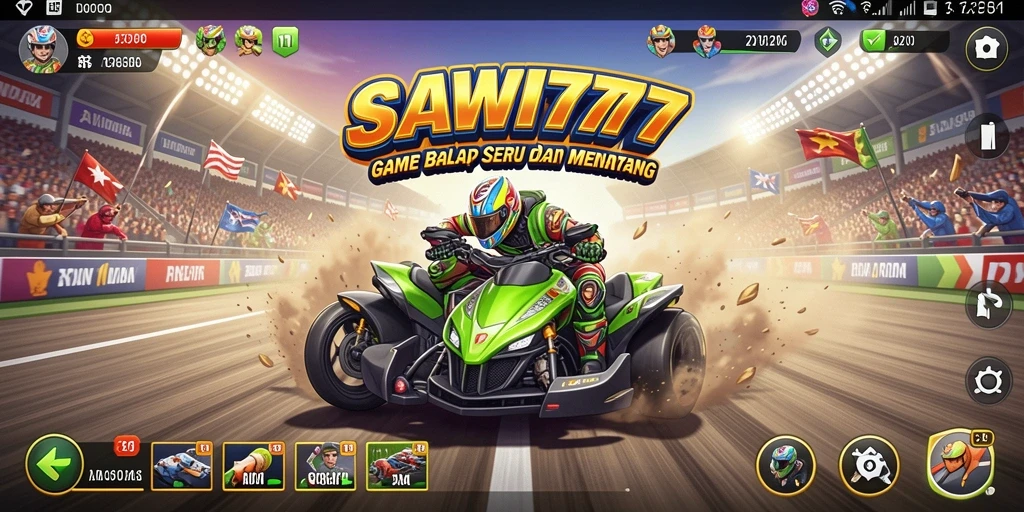 Screenshot gameplay SAWIT777 yang menampilkan aksi balapan mendebarkan.