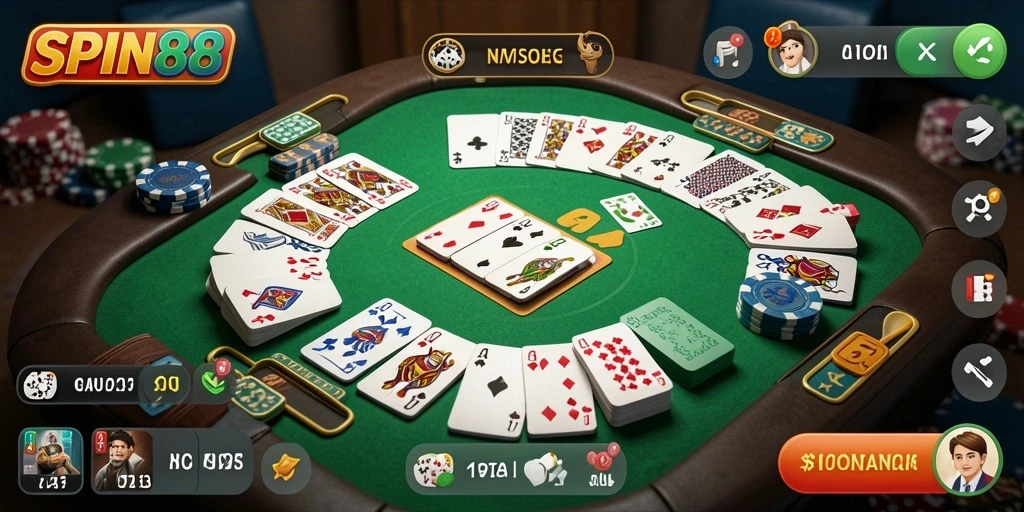 Tampilan gameplay SPIN88 dalam permainan Gaple yang seru.