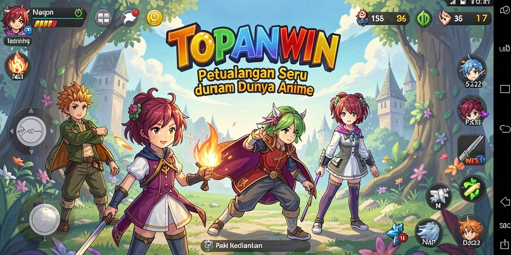 Tampilan menarik dari gameplay TOPANWIN dengan karakter anime beraksi.